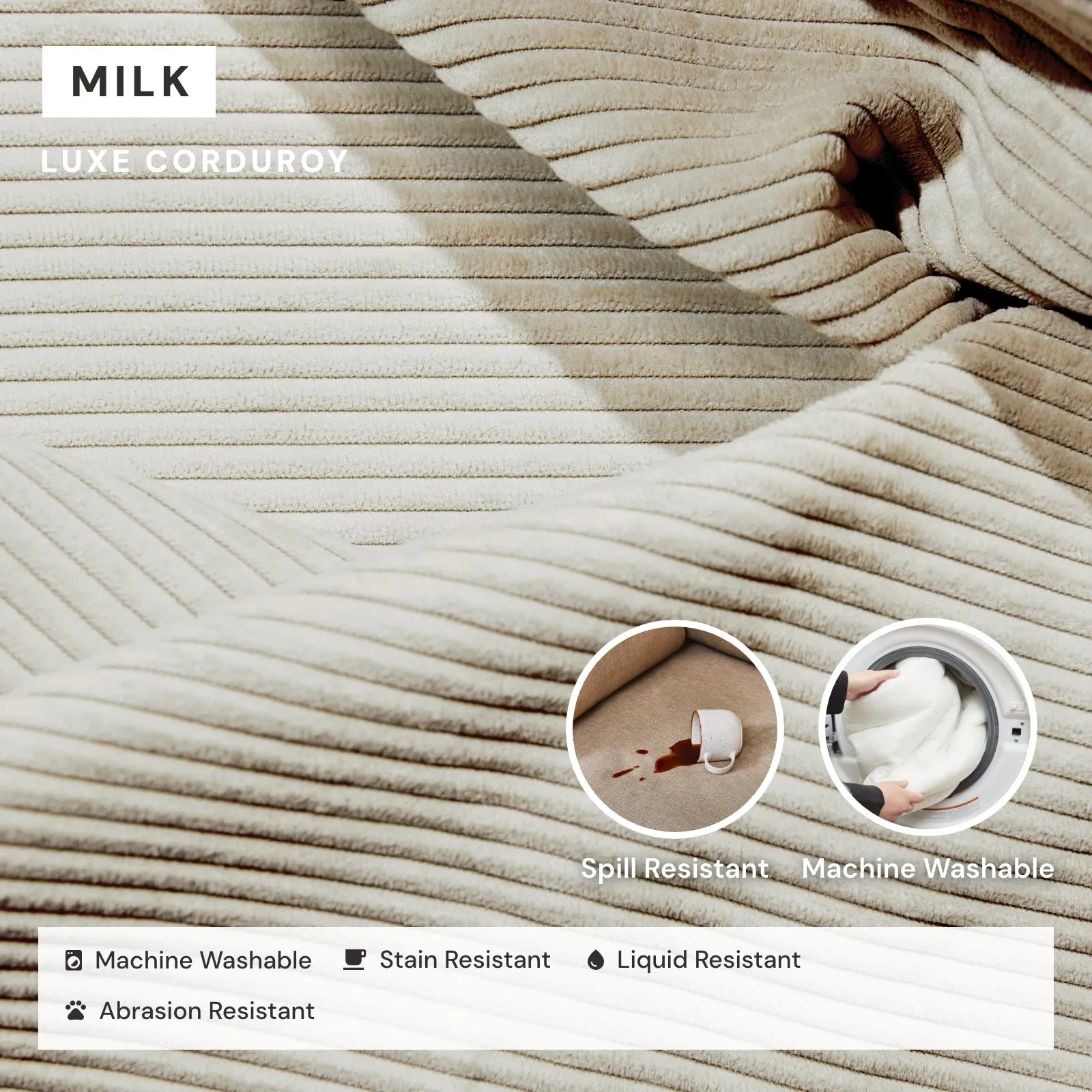 Modular Washable 2-Seater Sofa   Armchair Set in Milk | Deluxe  Seat | Cloud Pillow