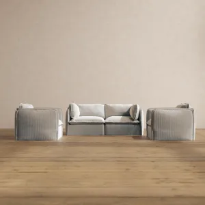 Modular Washable 2-Seater Sofa   Armchair Set in Milk | Deluxe  Seat | Cloud Pillow