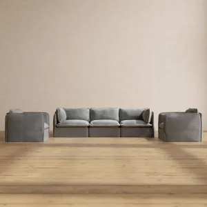 Modular Washable 3-Seater Sofa   Armchair Set in Ash | Deluxe  Seat | Cloud Pillow