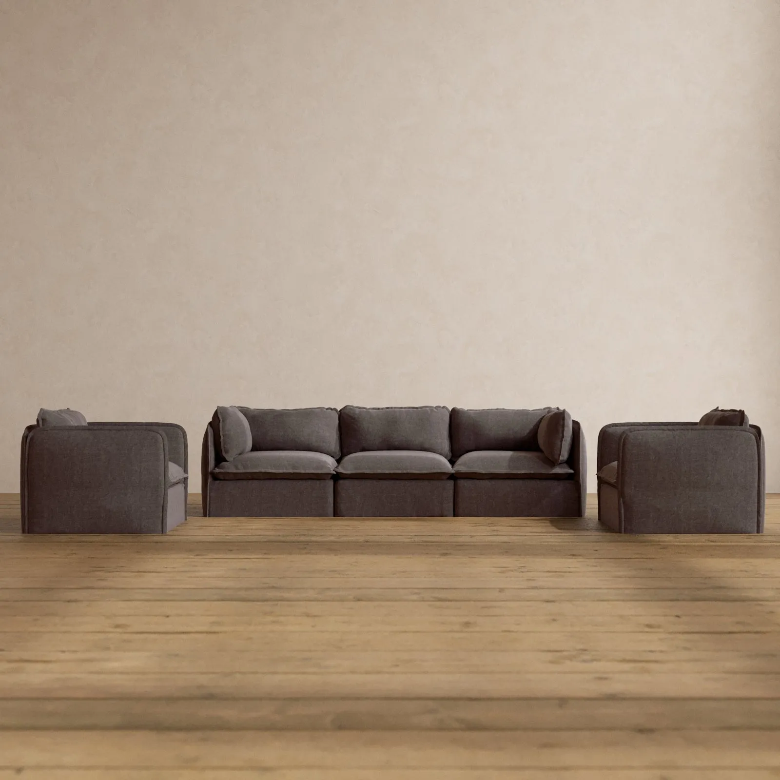 Modular Washable 3-Seater Sofa   Armchair Set in Caviar | Deluxe  Seat | Cloud Pillow