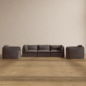 Modular Washable 3-Seater Sofa   Armchair Set in Caviar | Deluxe  Seat | Cloud Pillow