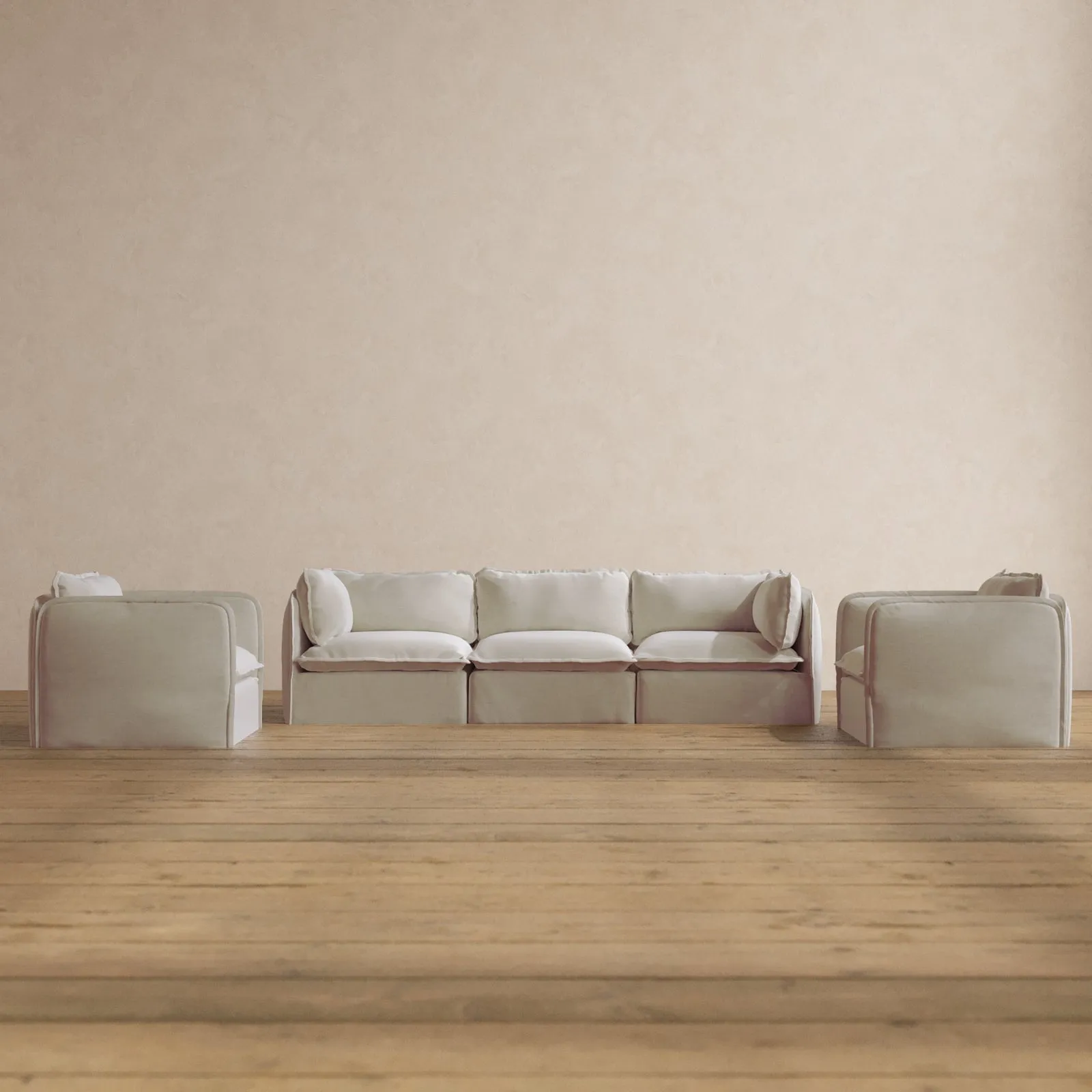 Modular Washable 3-Seater Sofa   Armchair Set in Coco | Deluxe  Seat | Cloud Pillow