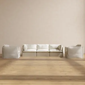 Modular Washable 3-Seater Sofa   Armchair Set in Eggshell | Memorix  Seat | Contour Pillow
