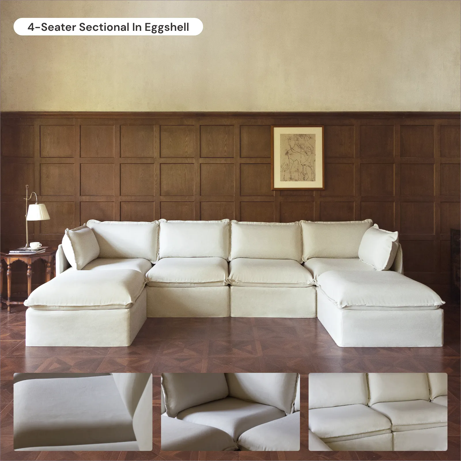 Modular Washable 3-Seater Sofa   Armchair Set in Eggshell | Memorix  Seat | Contour Pillow