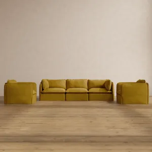 Modular Washable 3-Seater Sofa   Armchair Set in Kiiro | Deluxe  Seat | Cloud Pillow