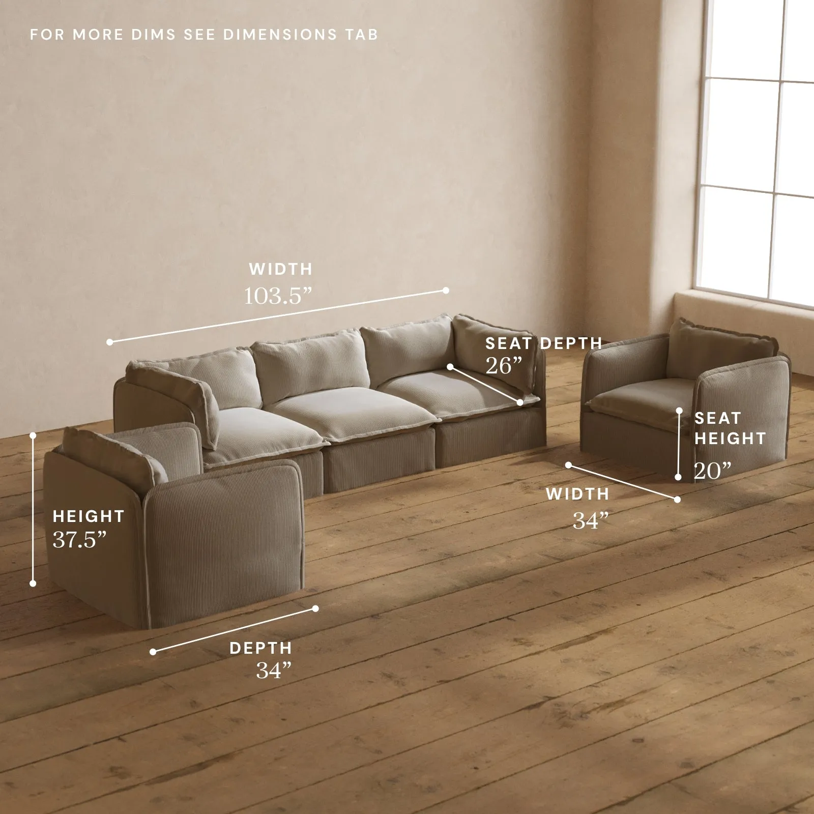 Modular Washable 3-Seater Sofa   Armchair Set in Milk | Memorix  Seat | Contour Pillow