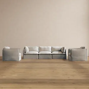 Modular Washable 3-Seater Sofa   Armchair Set in Milk | Memorix  Seat | Contour Pillow