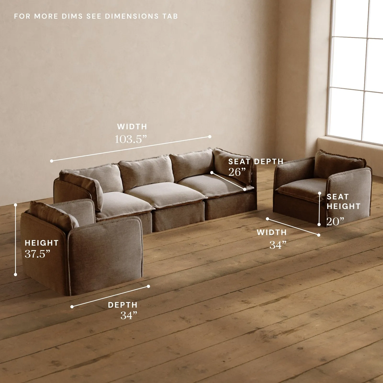 Modular Washable 3-Seater Sofa   Armchair Set in Mist | Memorix  Seat | Contour Pillow