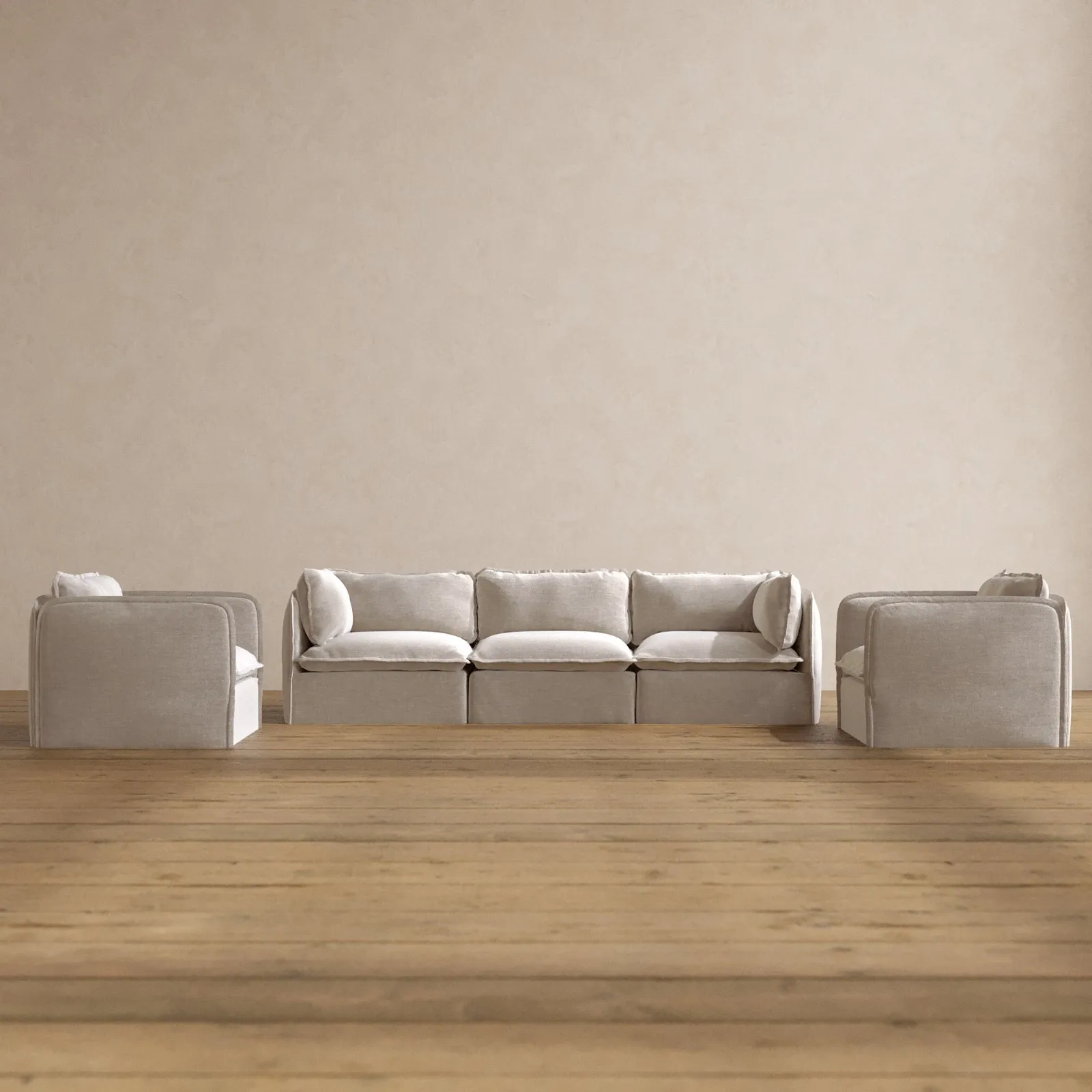 Modular Washable 3-Seater Sofa   Armchair Set in Mist | Memorix  Seat | Contour Pillow