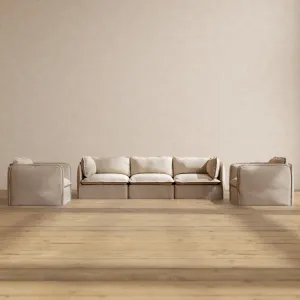 Modular Washable 3-Seater Sofa   Armchair Set in Oat | Memorix  Seat | Contour Pillow
