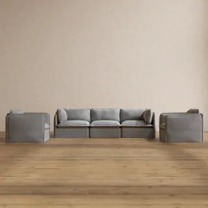 Modular Washable 3-Seater Sofa   Armchair Set in Pumice | Memorix  Seat | Contour Pillow