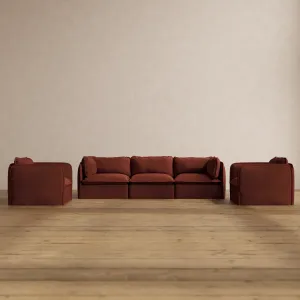 Modular Washable 3-Seater Sofa   Armchair Set in Rust | Memorix  Seat | Contour Pillow