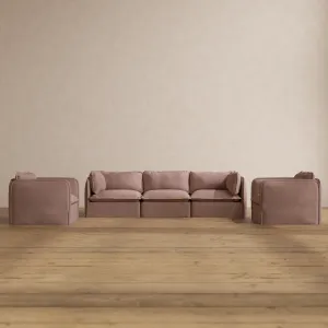 Modular Washable 3-Seater Sofa   Armchair Set in Sakura | Deluxe  Seat | Cloud Pillow