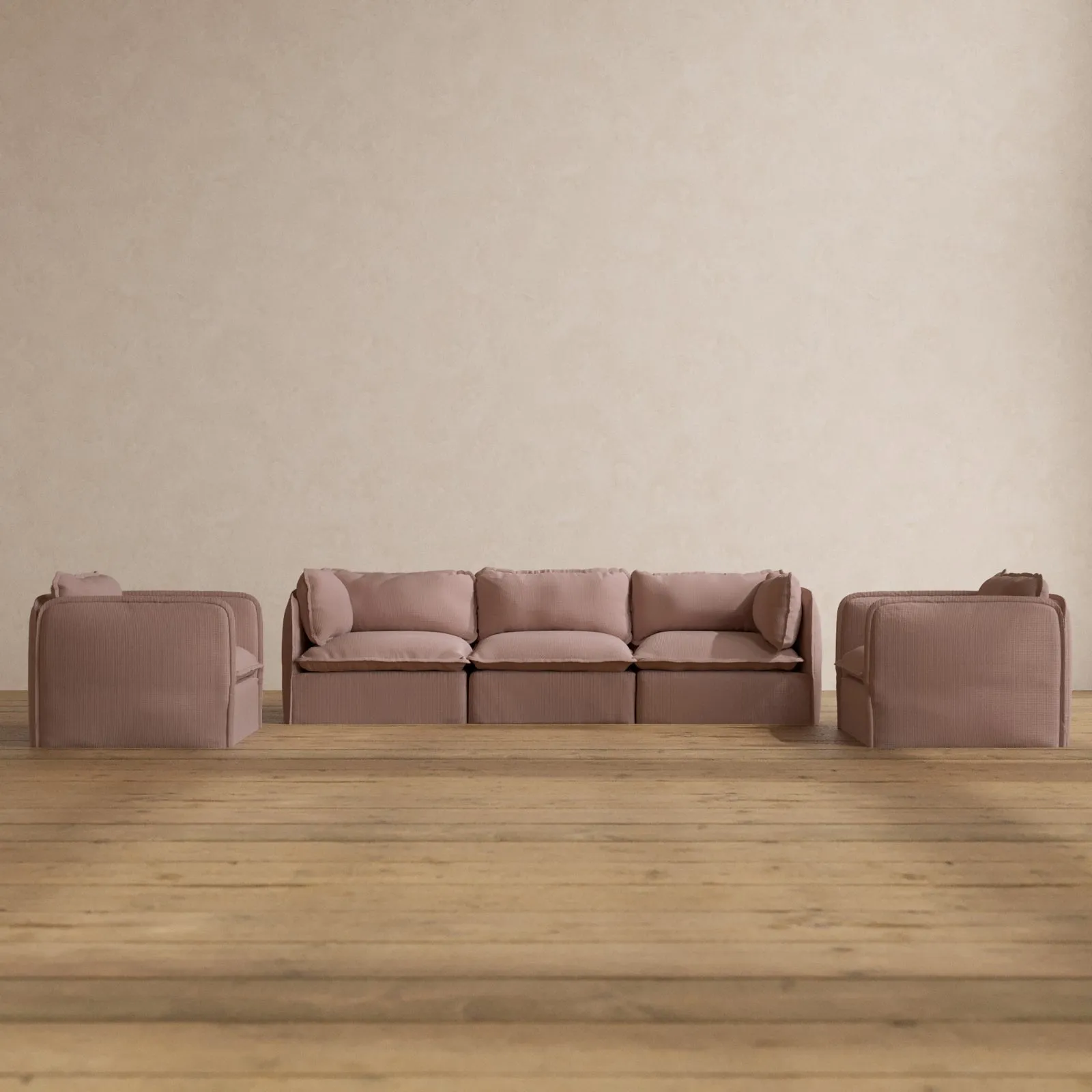 Modular Washable 3-Seater Sofa   Armchair Set in Sakura | Memorix  Seat | Contour Pillow