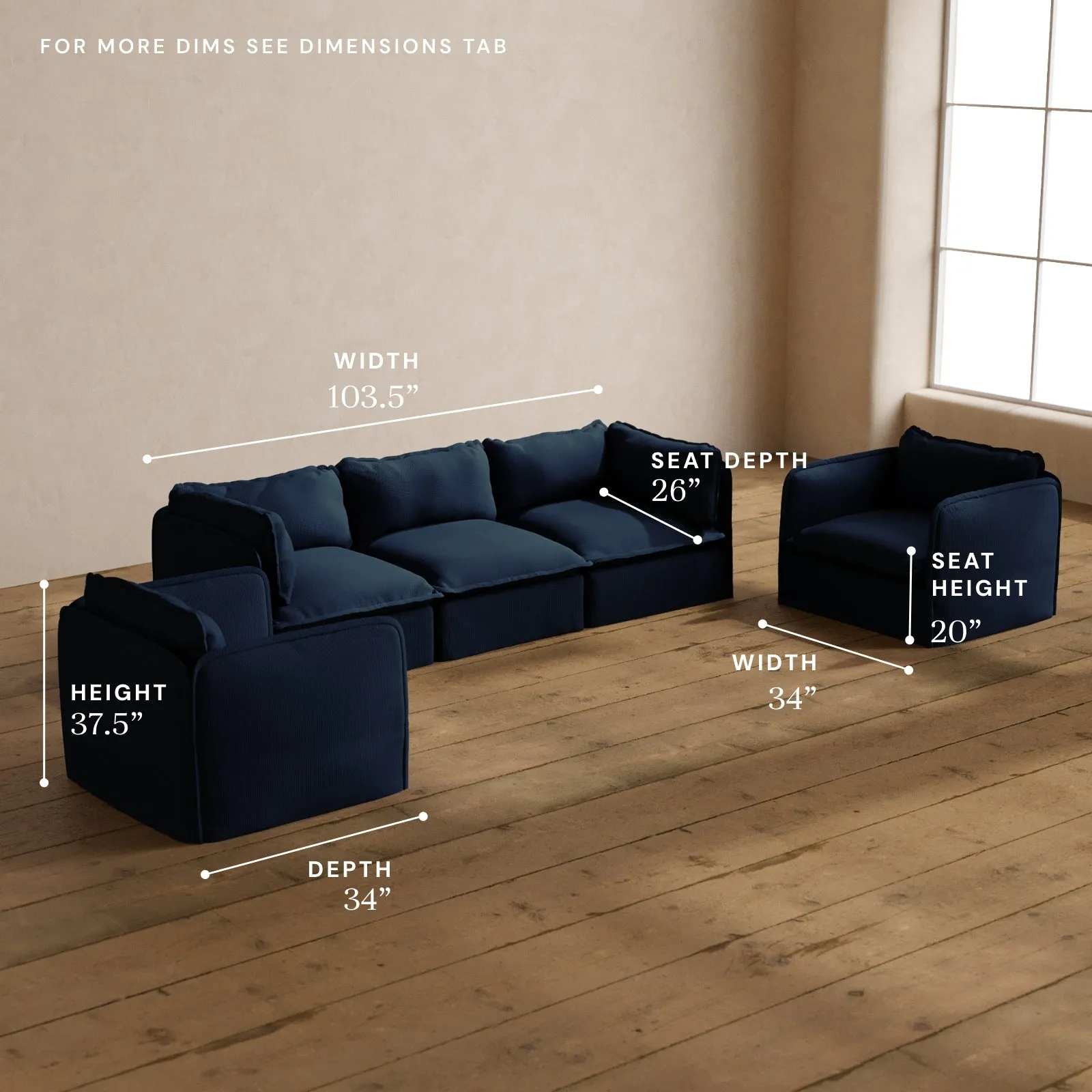 Modular Washable 3-Seater Sofa   Armchair Set in Sumi | Memorix  Seat | Contour Pillow