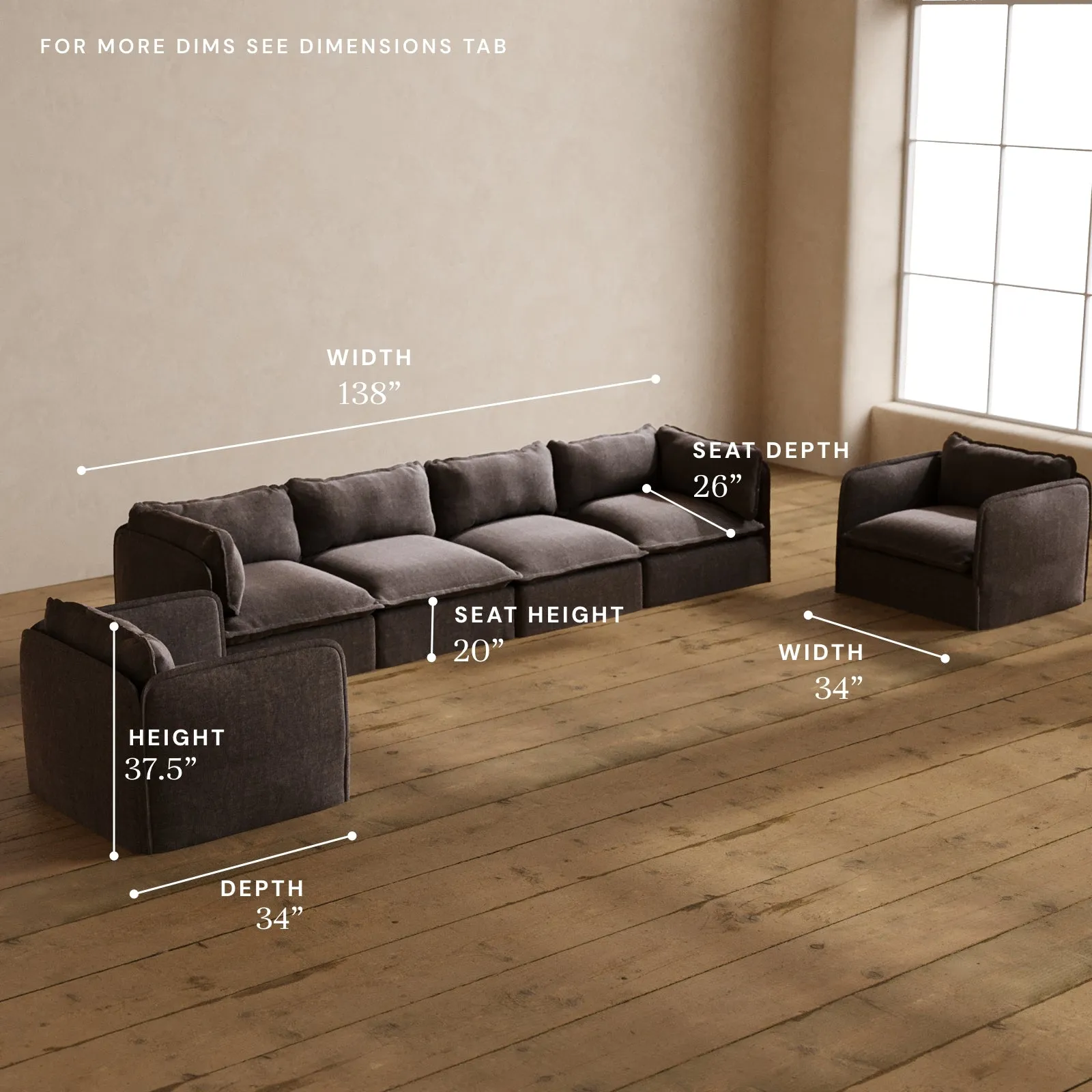 Modular Washable 4-Seater Sofa   Armchair Set in Caviar | Deluxe  Seat | Cloud Pillow