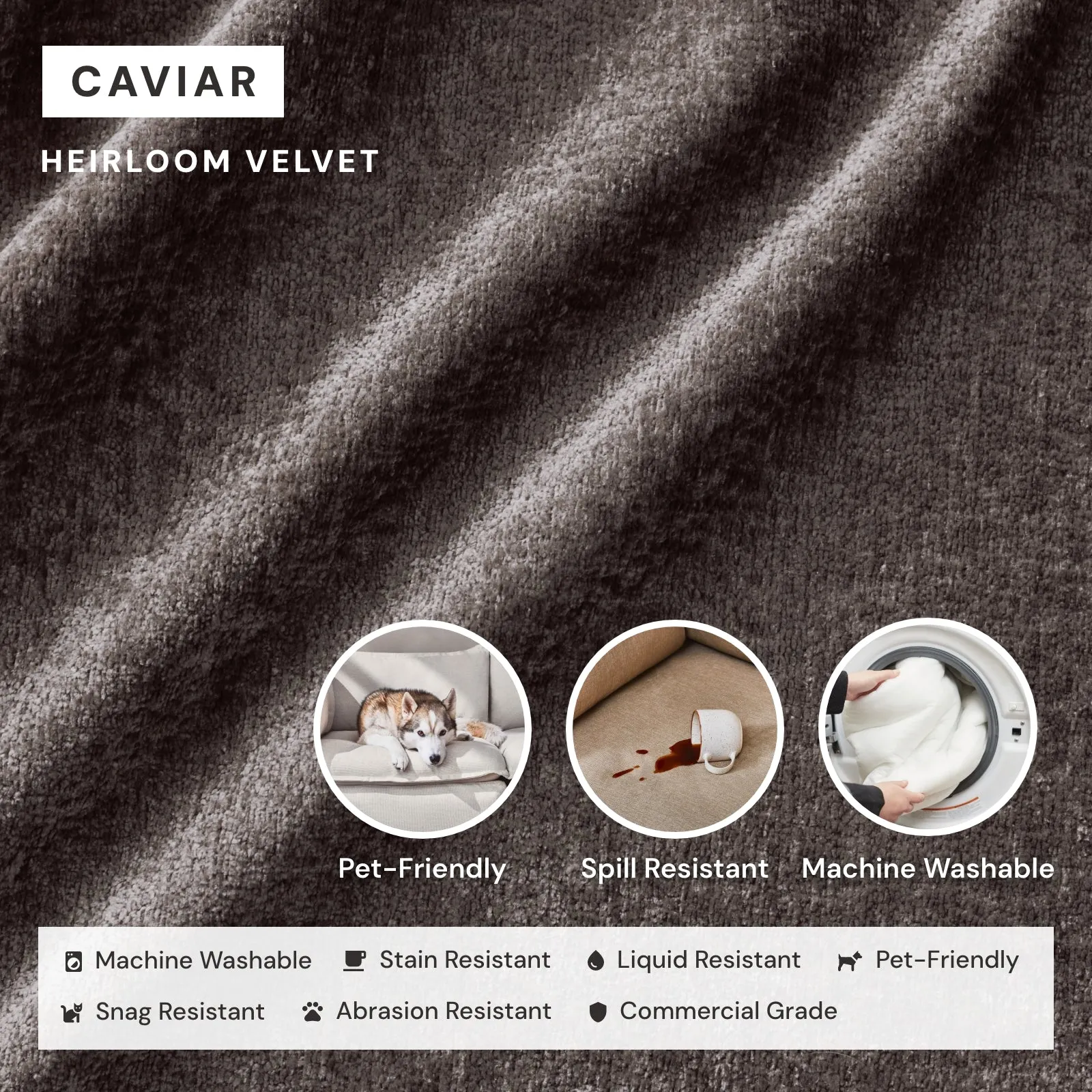 Modular Washable 4-Seater Sofa   Armchair Set in Caviar | Memorix  Seat | Contour Pillow