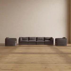 Modular Washable 4-Seater Sofa   Armchair Set in Caviar | Memorix  Seat | Contour Pillow