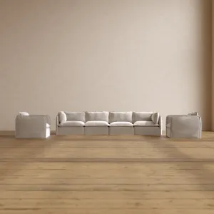 Modular Washable 4-Seater Sofa   Armchair Set in Mist | Deluxe  Seat | Cloud Pillow