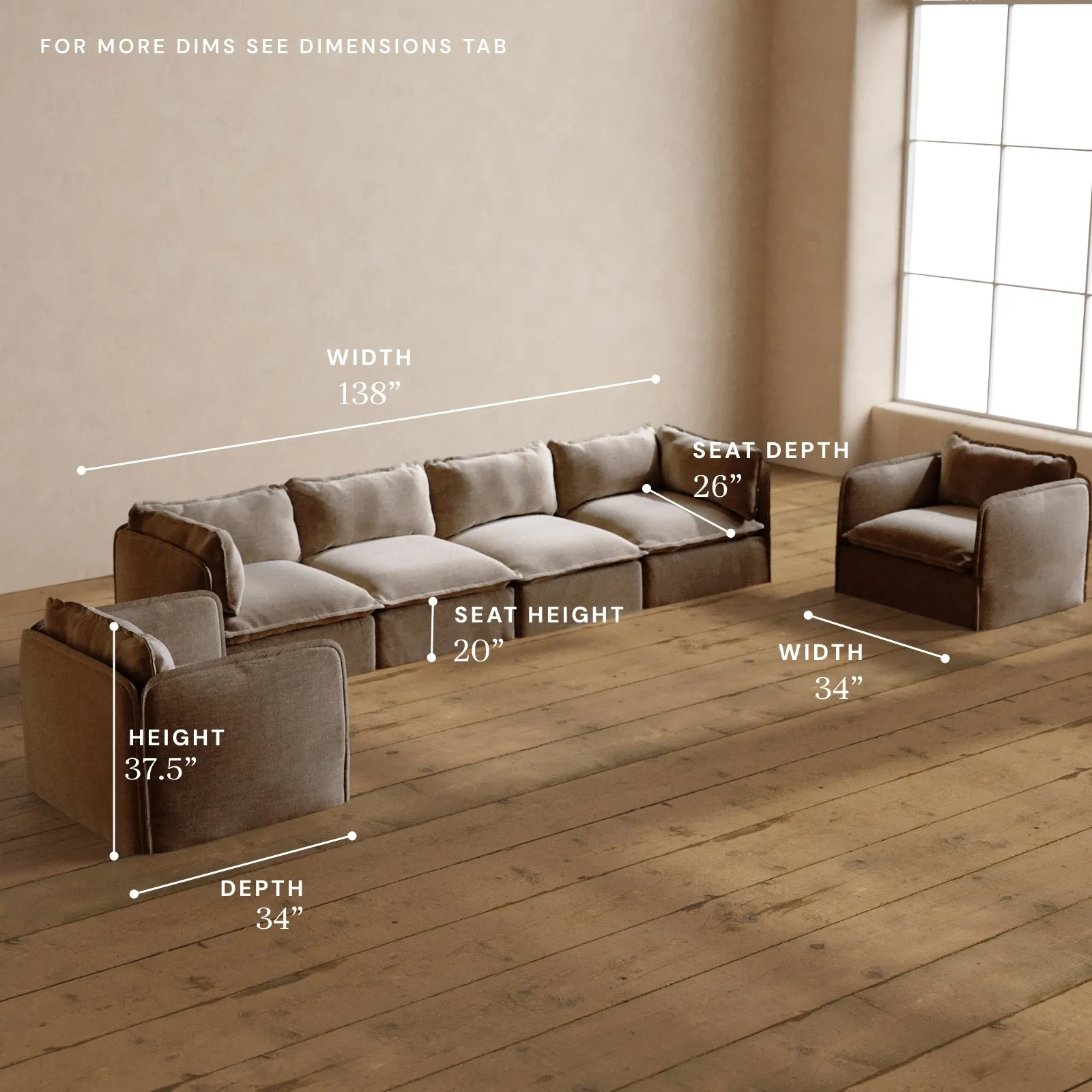 Modular Washable 4-Seater Sofa   Armchair Set in Mist | Memorix  Seat | Contour Pillow