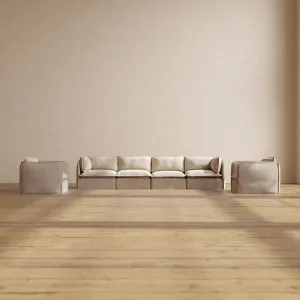 Modular Washable 4-Seater Sofa   Armchair Set in Oat | Deluxe  Seat | Cloud Pillow
