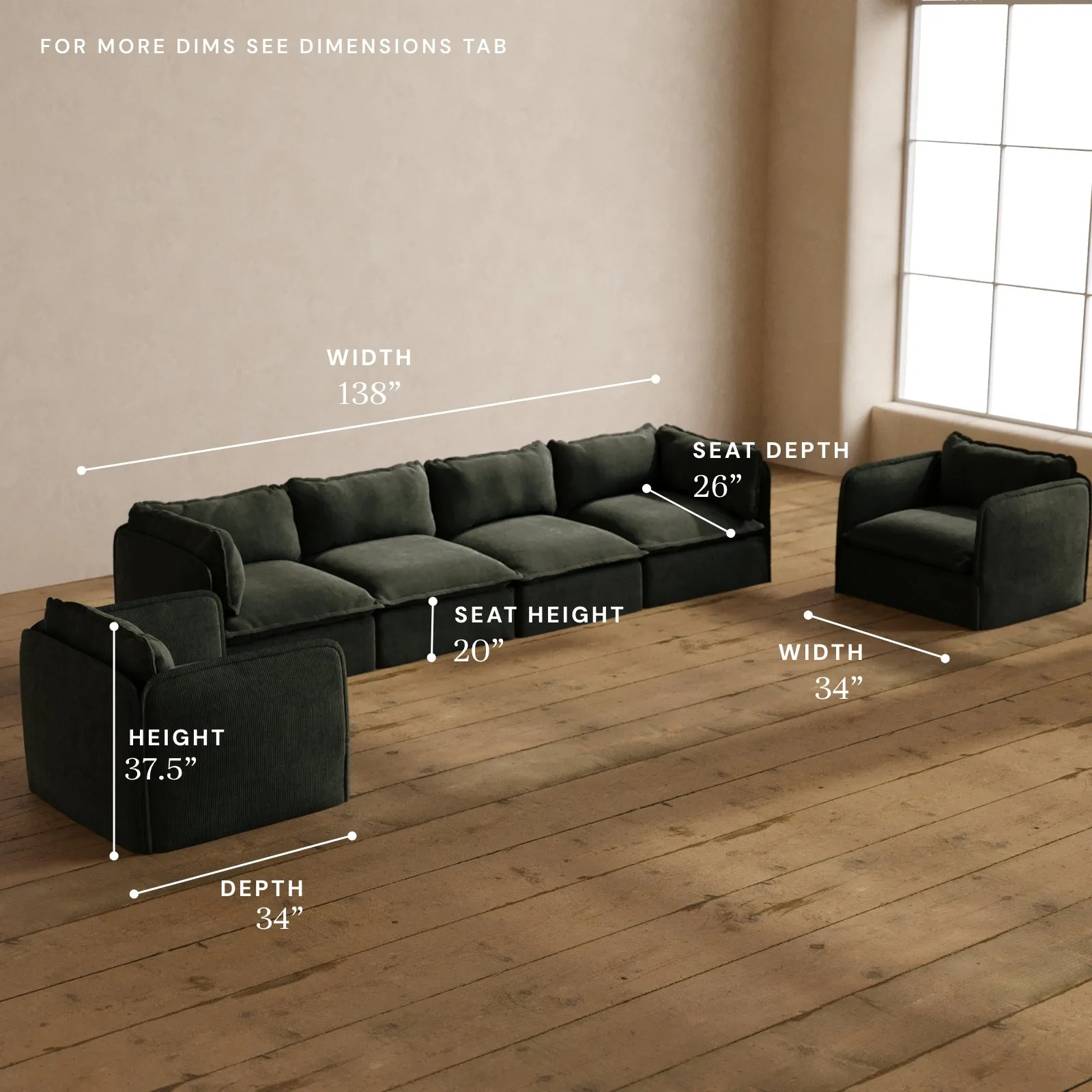 Modular Washable 4-Seater Sofa   Armchair Set in Olivine | Memorix  Seat | Contour Pillow
