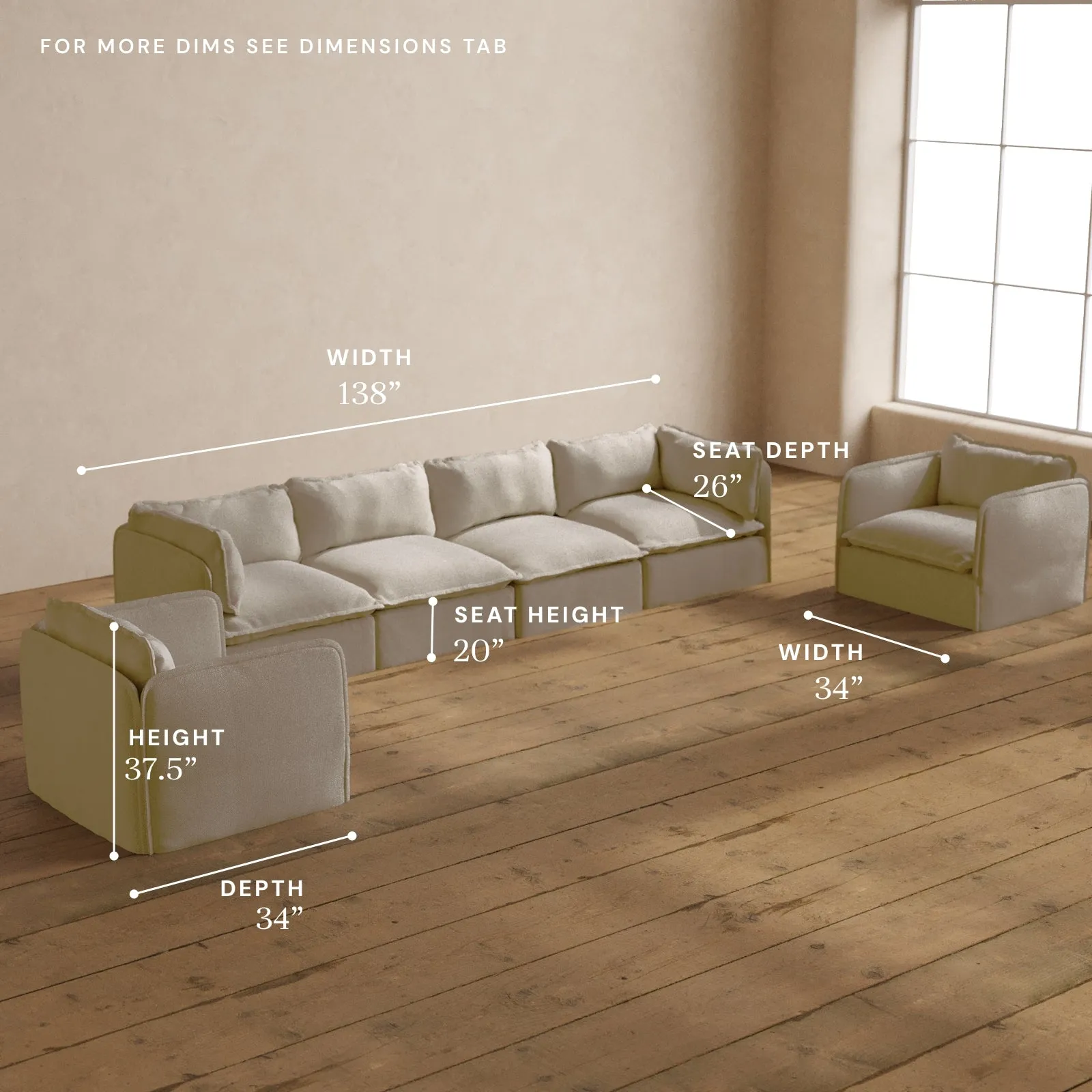 Modular Washable 4-Seater Sofa   Armchair Set in Powder | Memorix  Seat | Contour Pillow