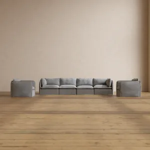 Modular Washable 4-Seater Sofa   Armchair Set in Pumice | Memorix  Seat | Contour Pillow