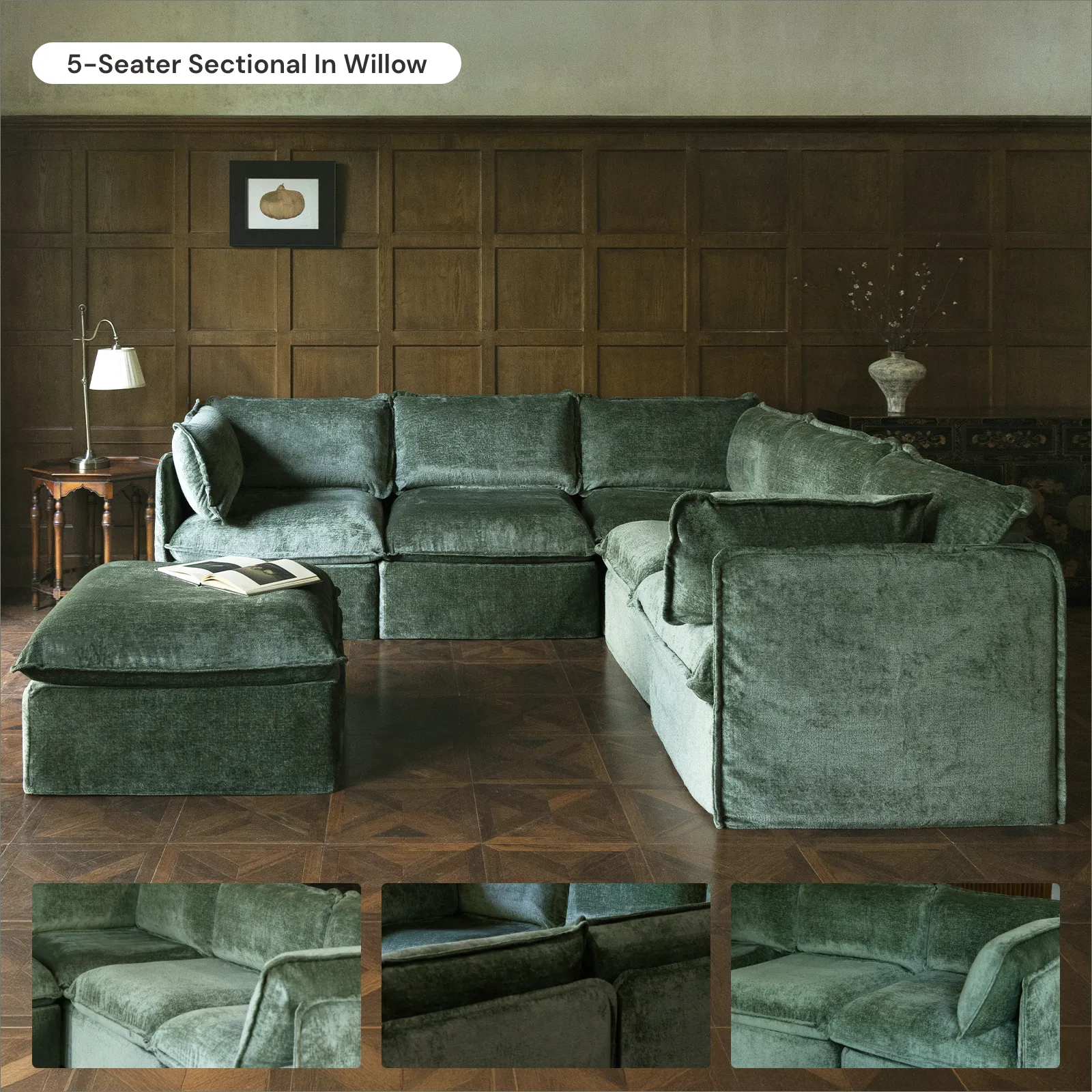Modular Washable 4-Seater Sofa   Armchair Set in Willow | Memorix  Seat | Contour Pillow