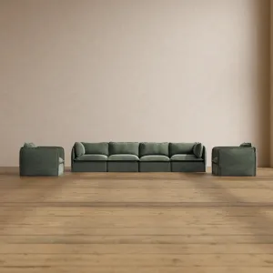 Modular Washable 4-Seater Sofa   Armchair Set in Willow | Memorix  Seat | Contour Pillow