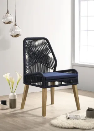 Nakia Woven Rope Dining Chairs Dark Navy