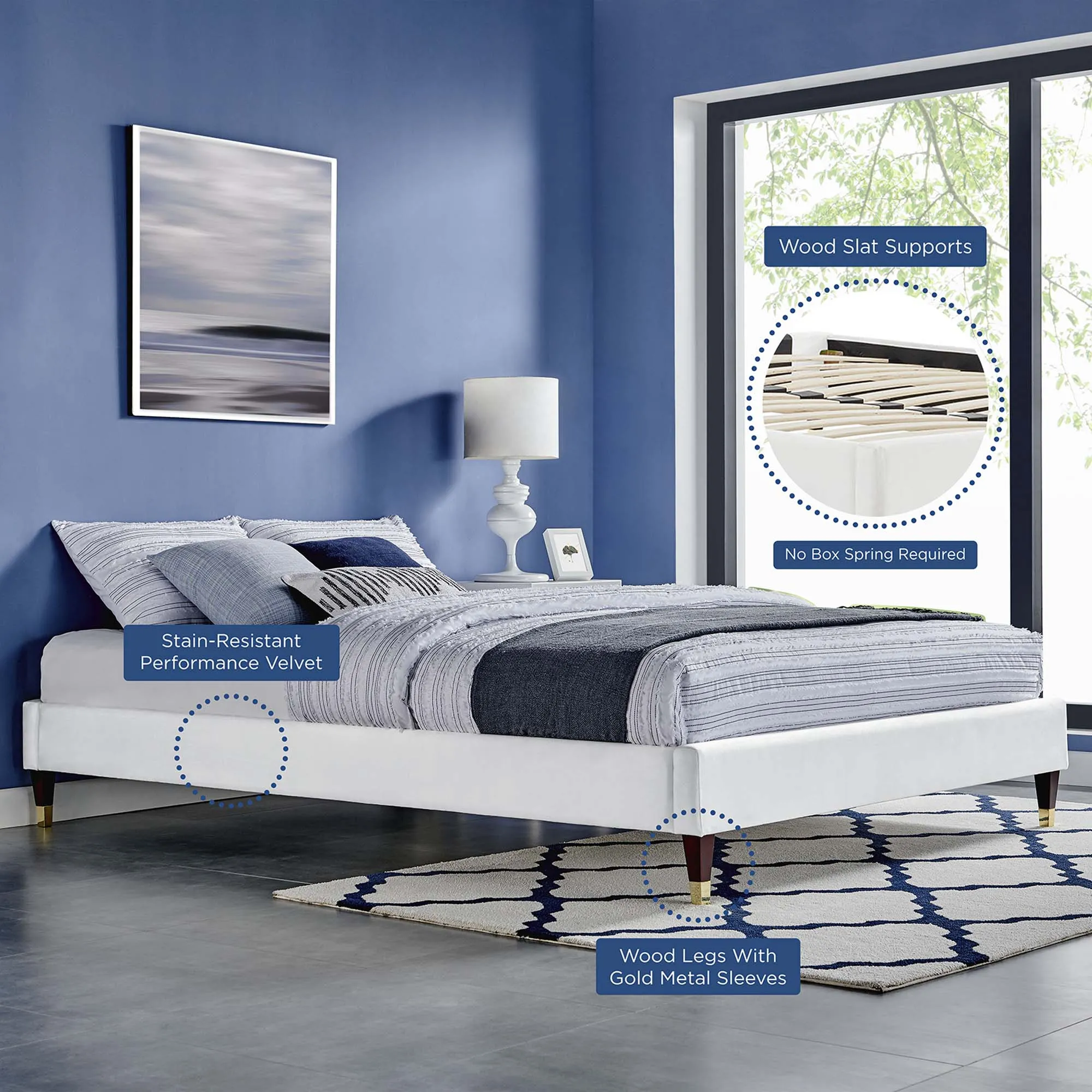 Neena Performance Velvet Bed by Modway