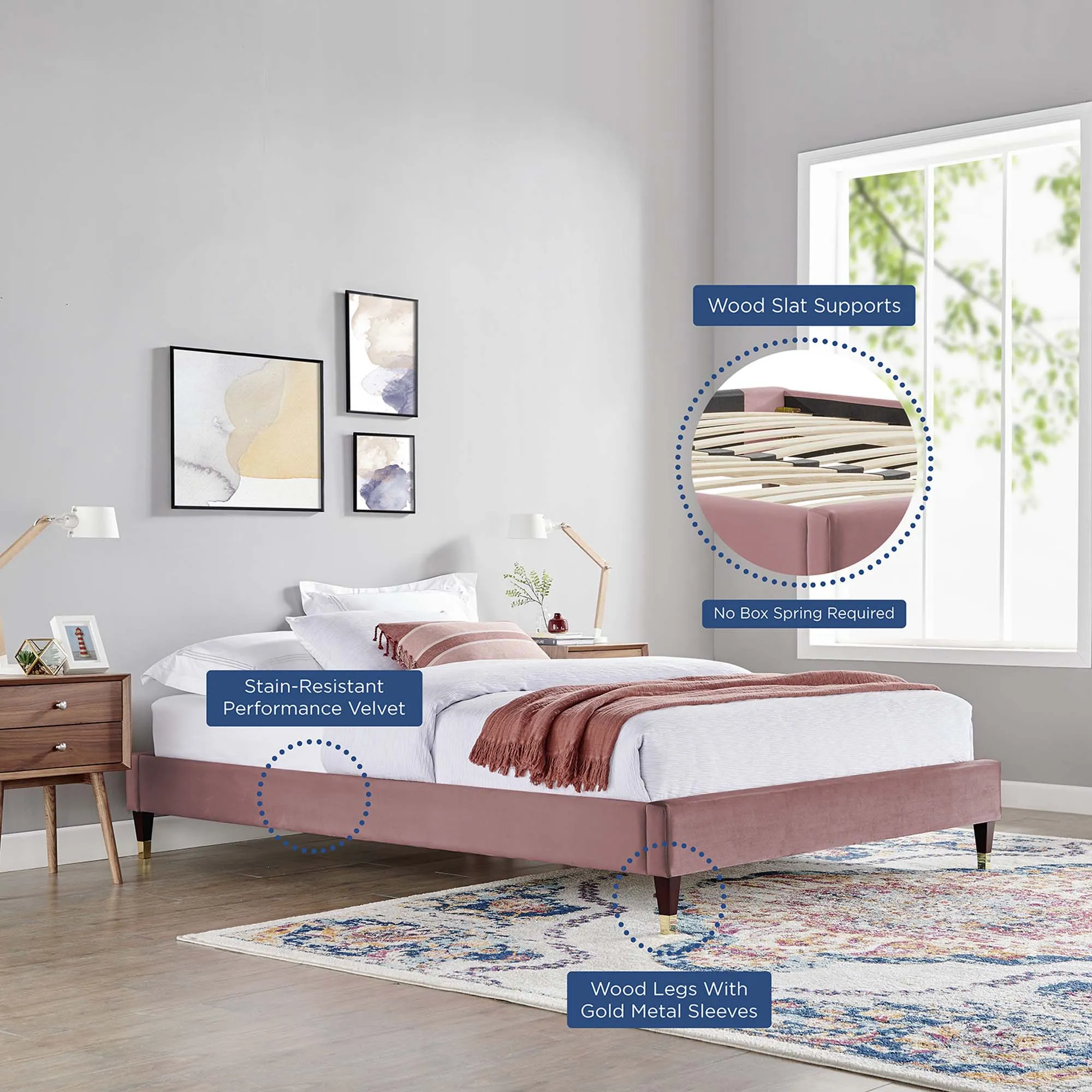 Neena Performance Velvet Bed by Modway