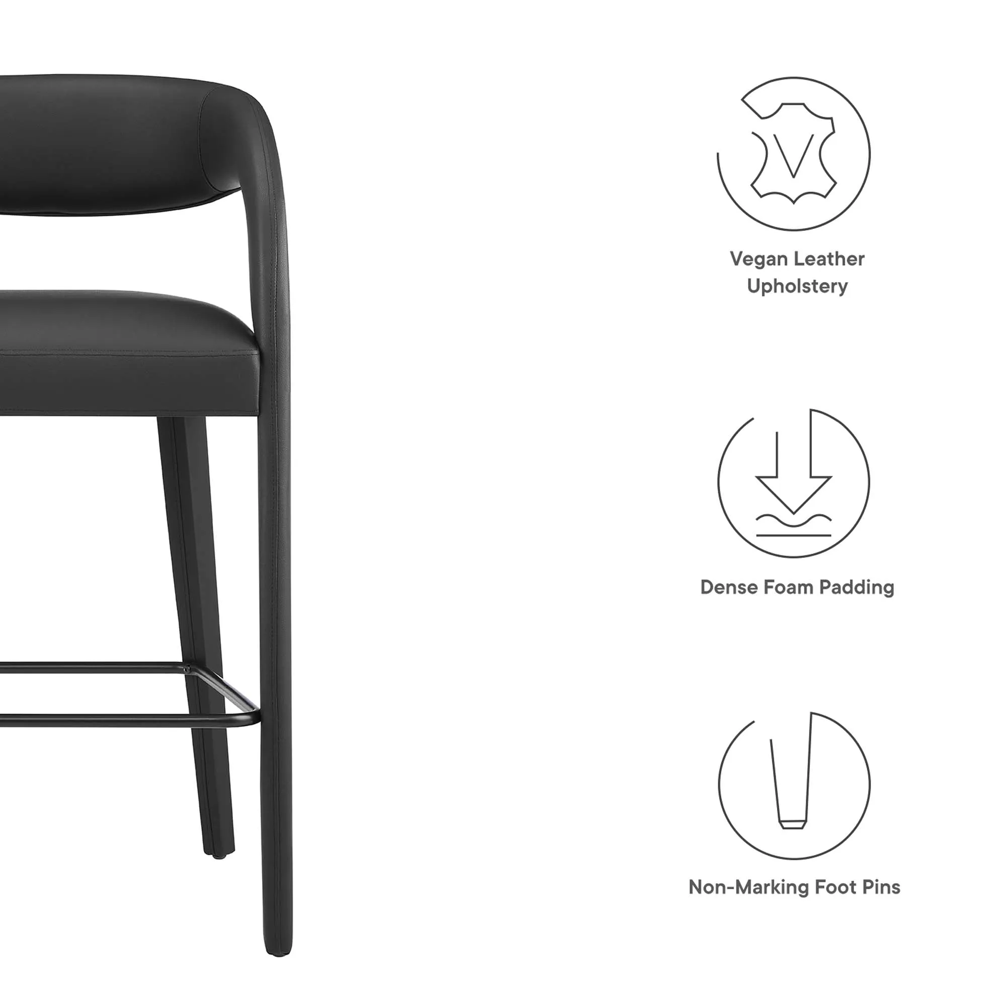 Pinnacle Vegan Leather Bar Stool Set of Two by Modway