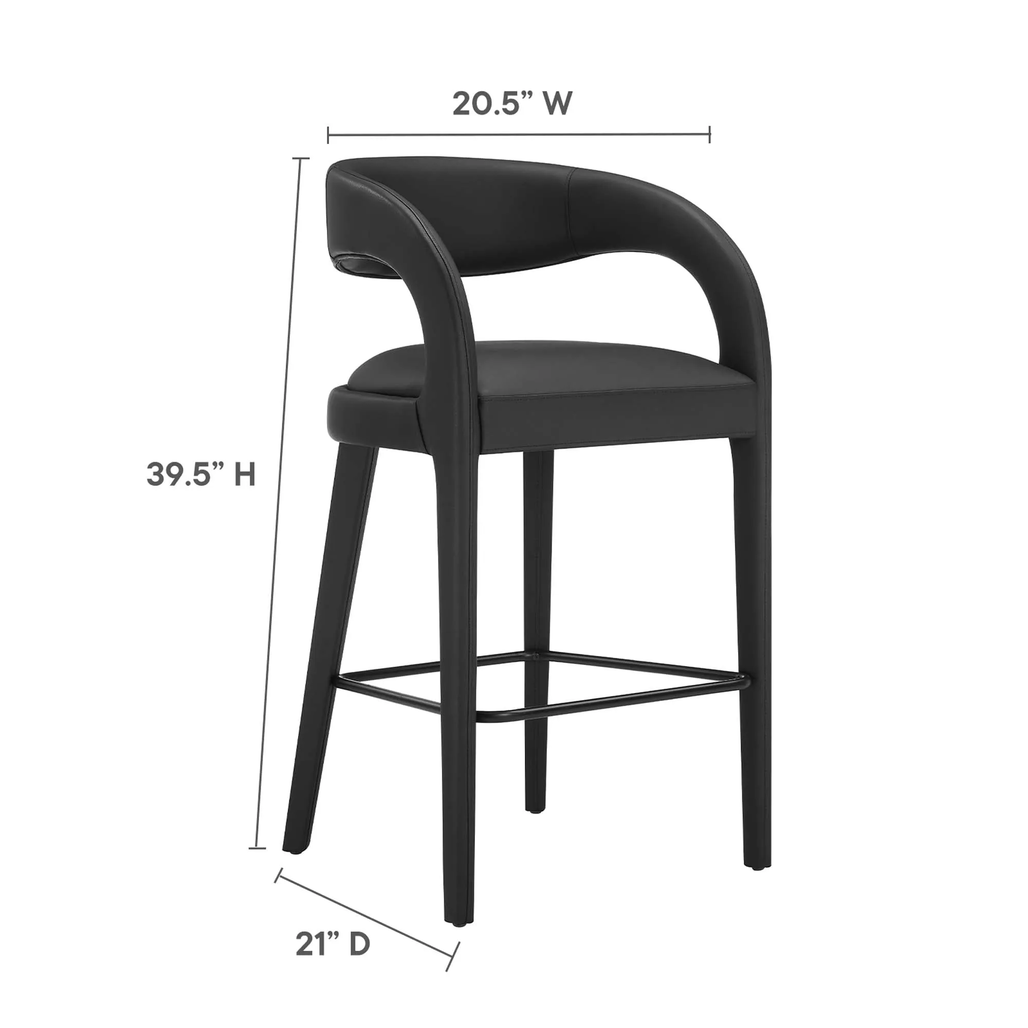 Pinnacle Vegan Leather Bar Stool Set of Two by Modway