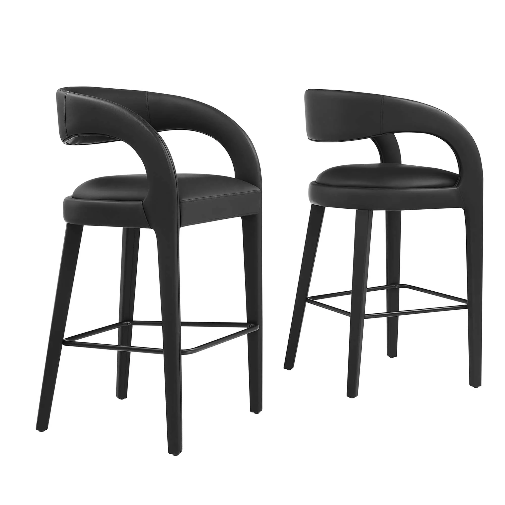 Pinnacle Vegan Leather Bar Stool Set of Two by Modway