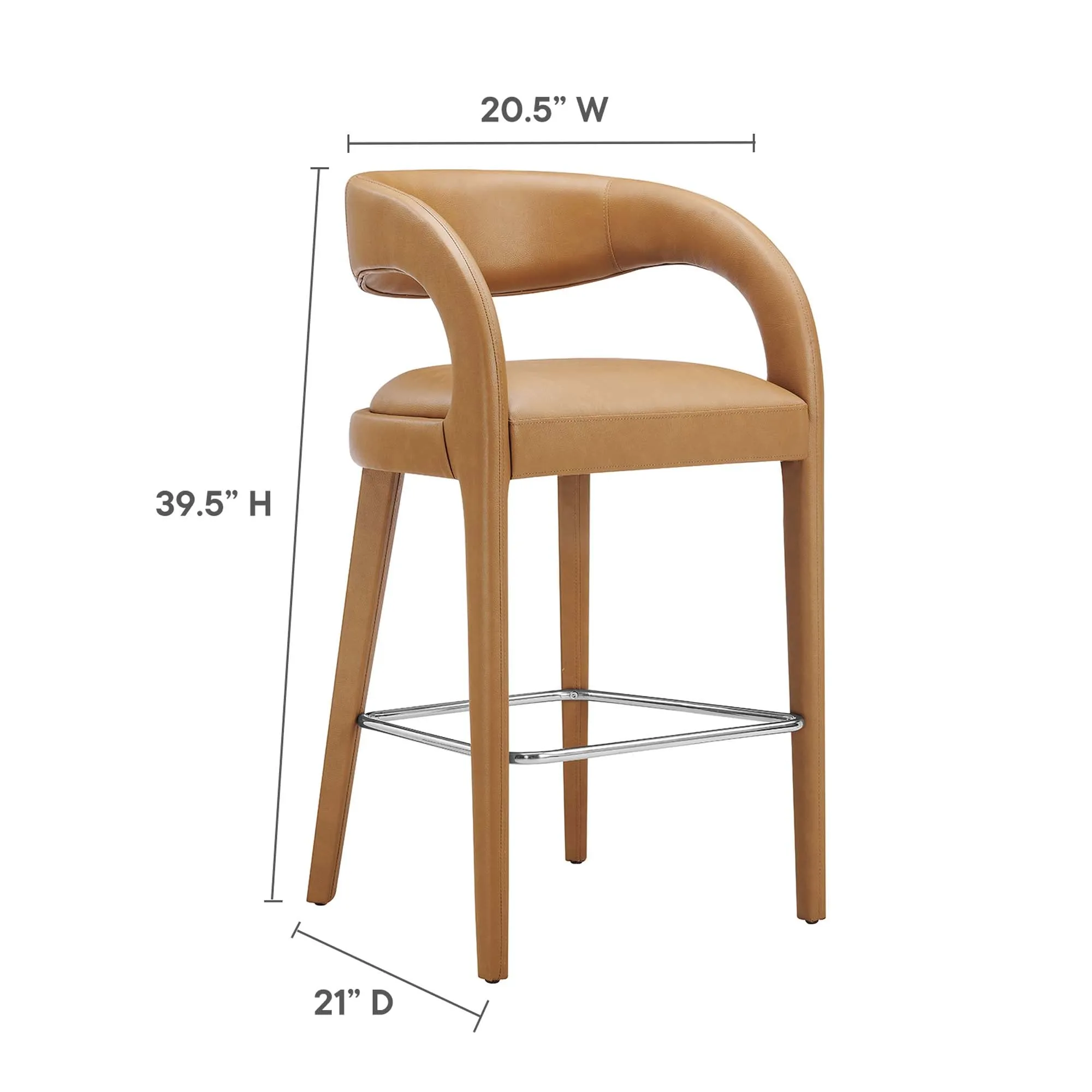 Pinnacle Vegan Leather Bar Stool Set of Two by Modway