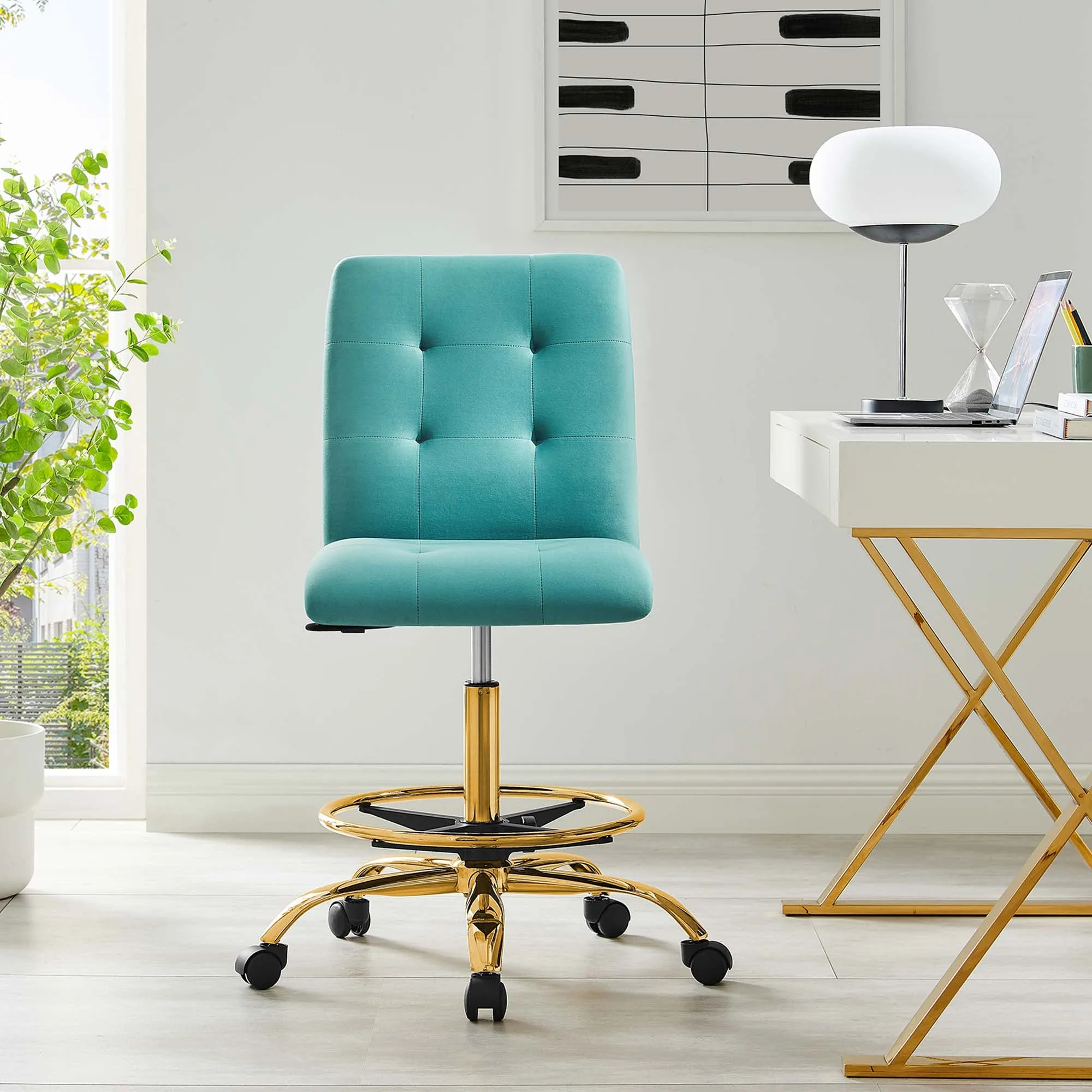 Prim Armless Performance Velvet Drafting Chair by Modway