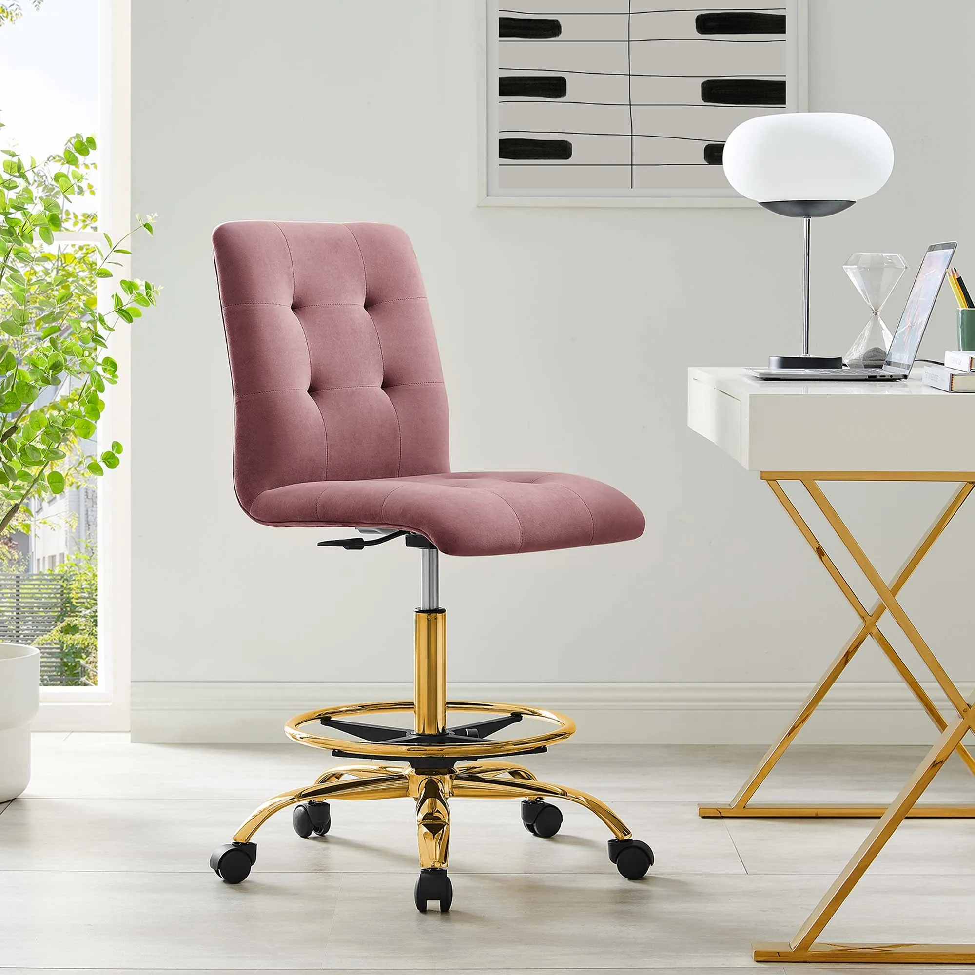 Prim Armless Performance Velvet Drafting Chair by Modway