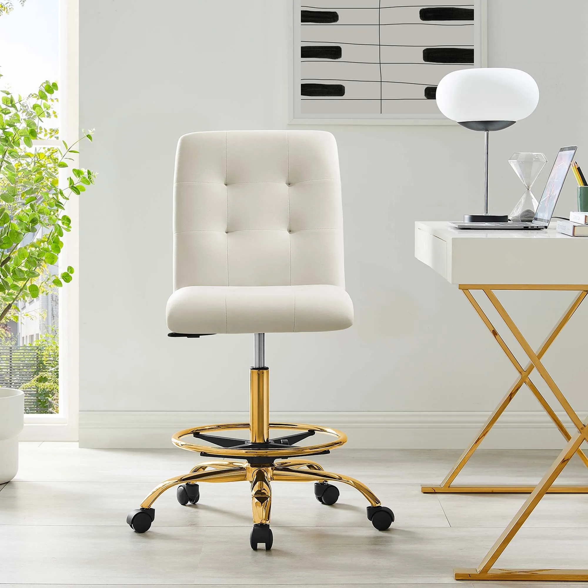 Prim Armless Performance Velvet Drafting Chair by Modway