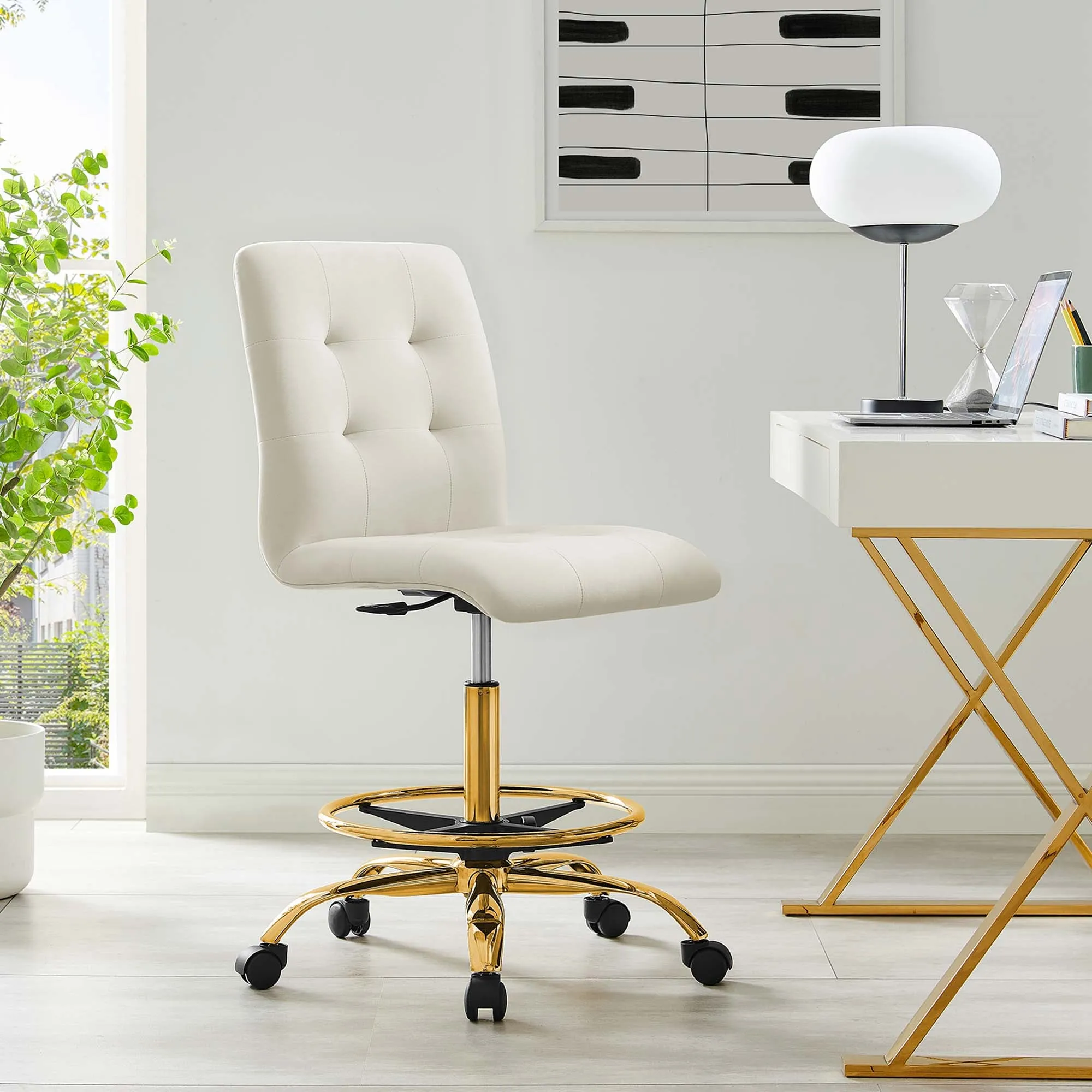 Prim Armless Performance Velvet Drafting Chair by Modway