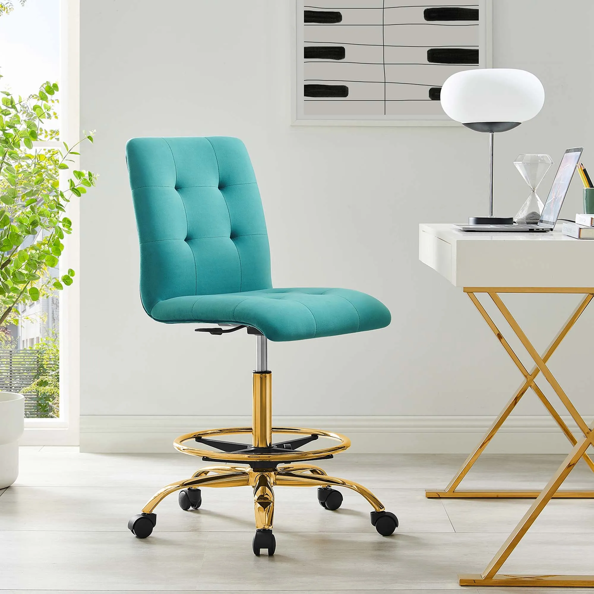 Prim Armless Performance Velvet Drafting Chair by Modway