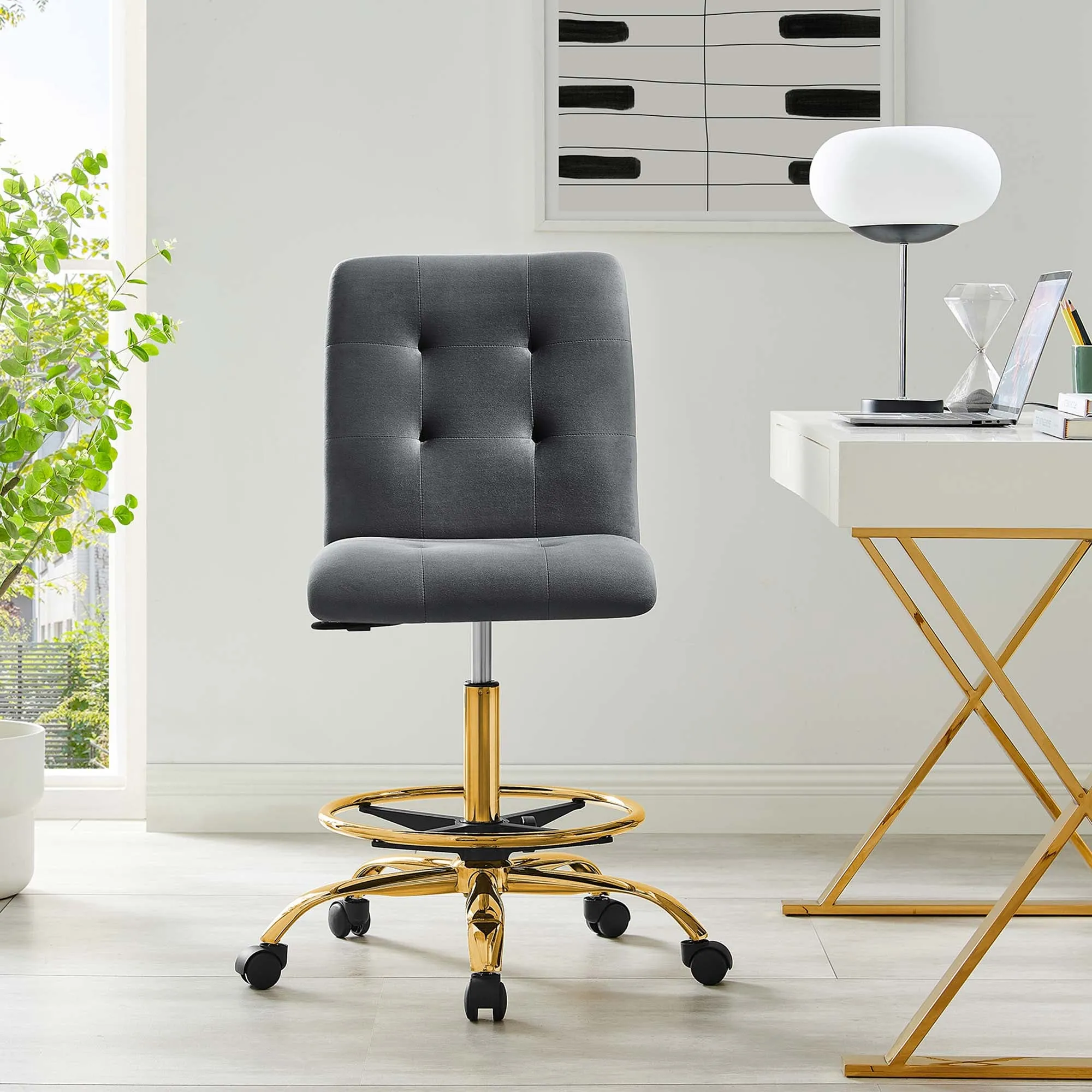 Prim Armless Performance Velvet Drafting Chair by Modway