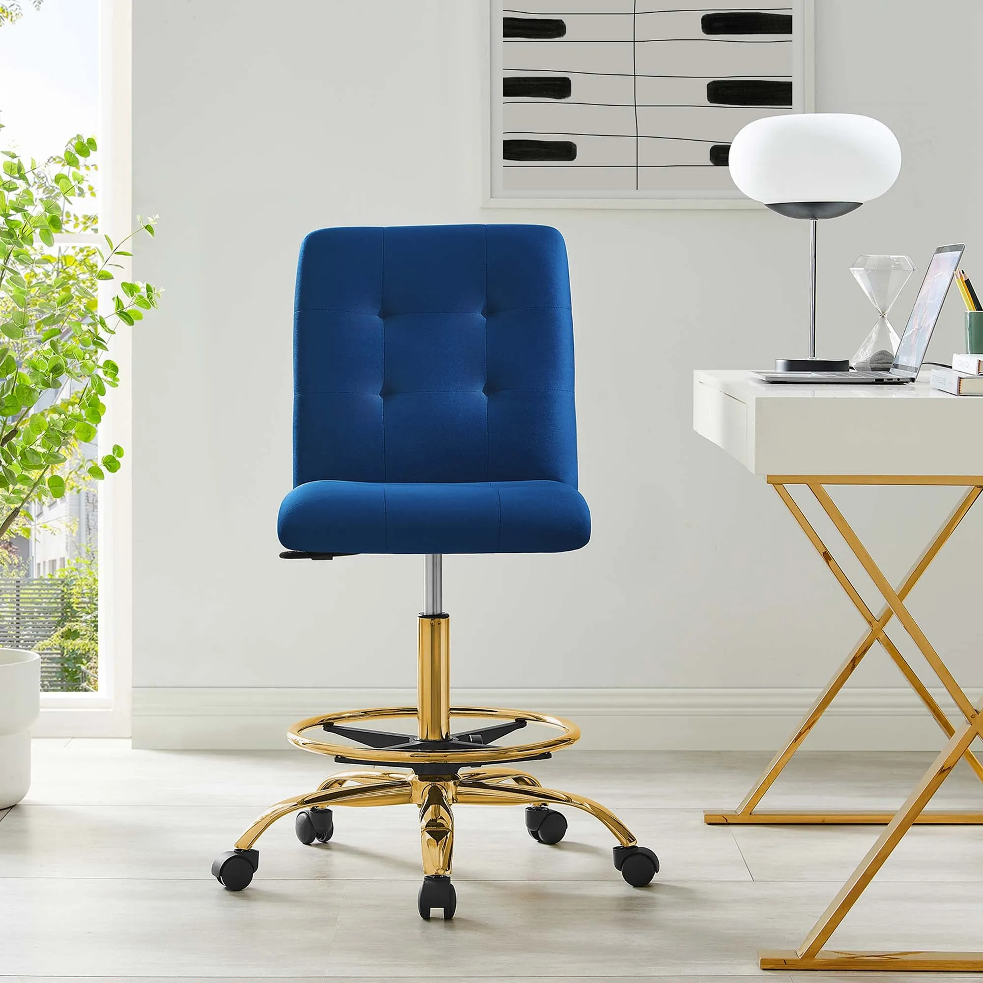 Prim Armless Performance Velvet Drafting Chair by Modway