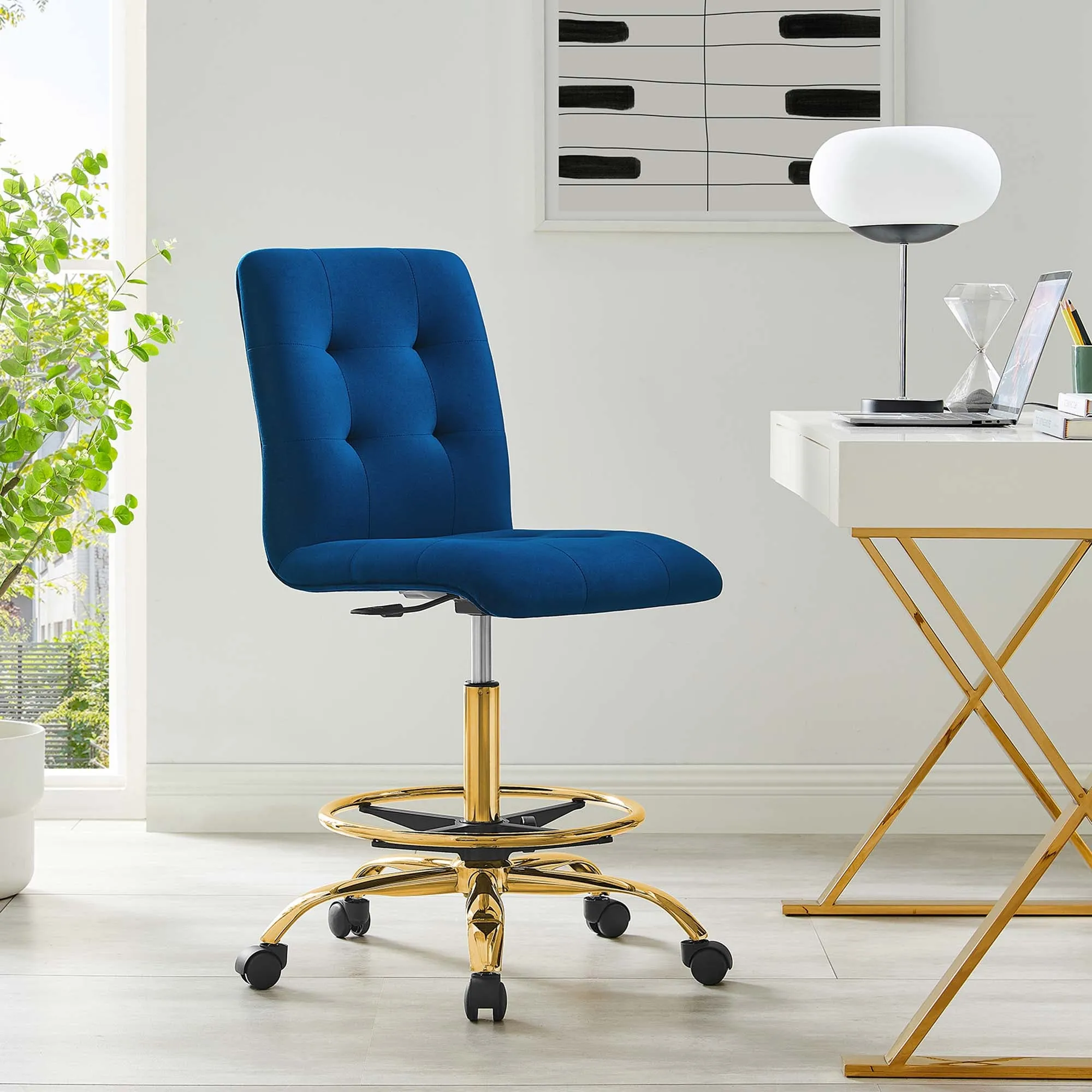 Prim Armless Performance Velvet Drafting Chair by Modway