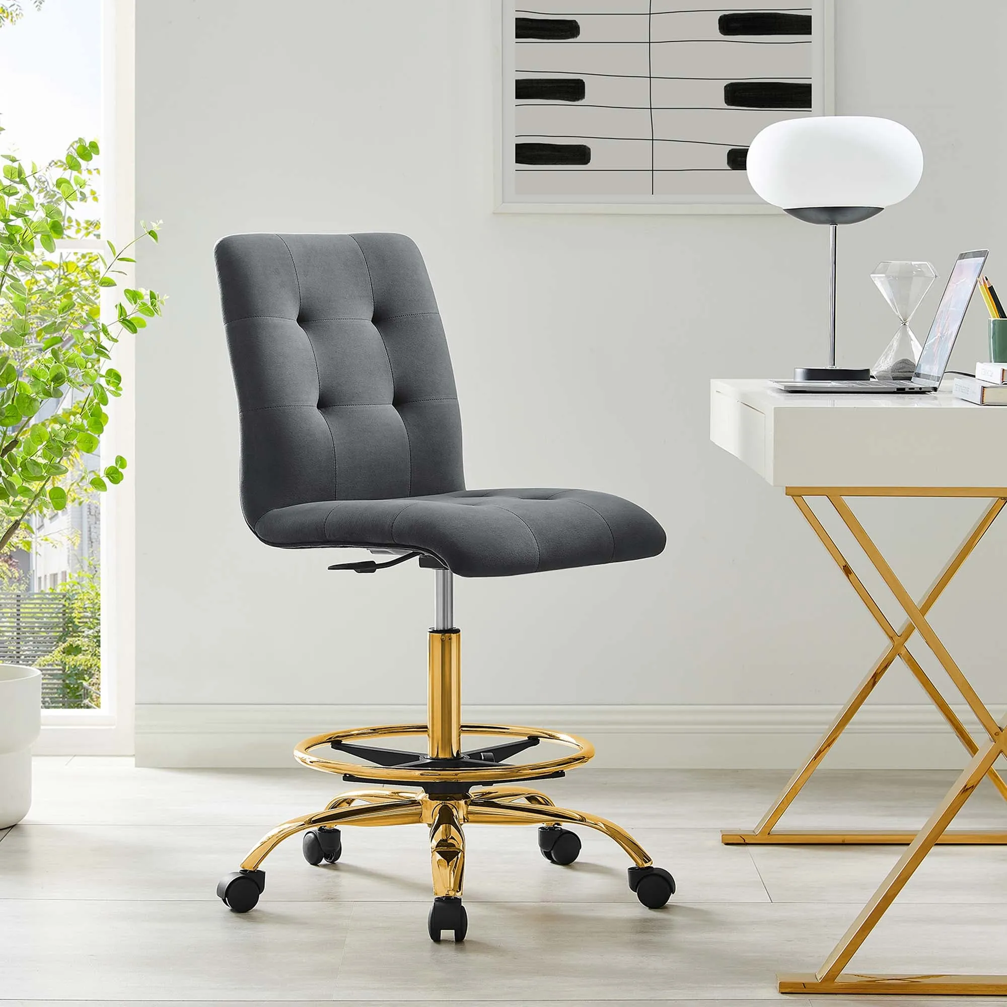 Prim Armless Performance Velvet Drafting Chair by Modway