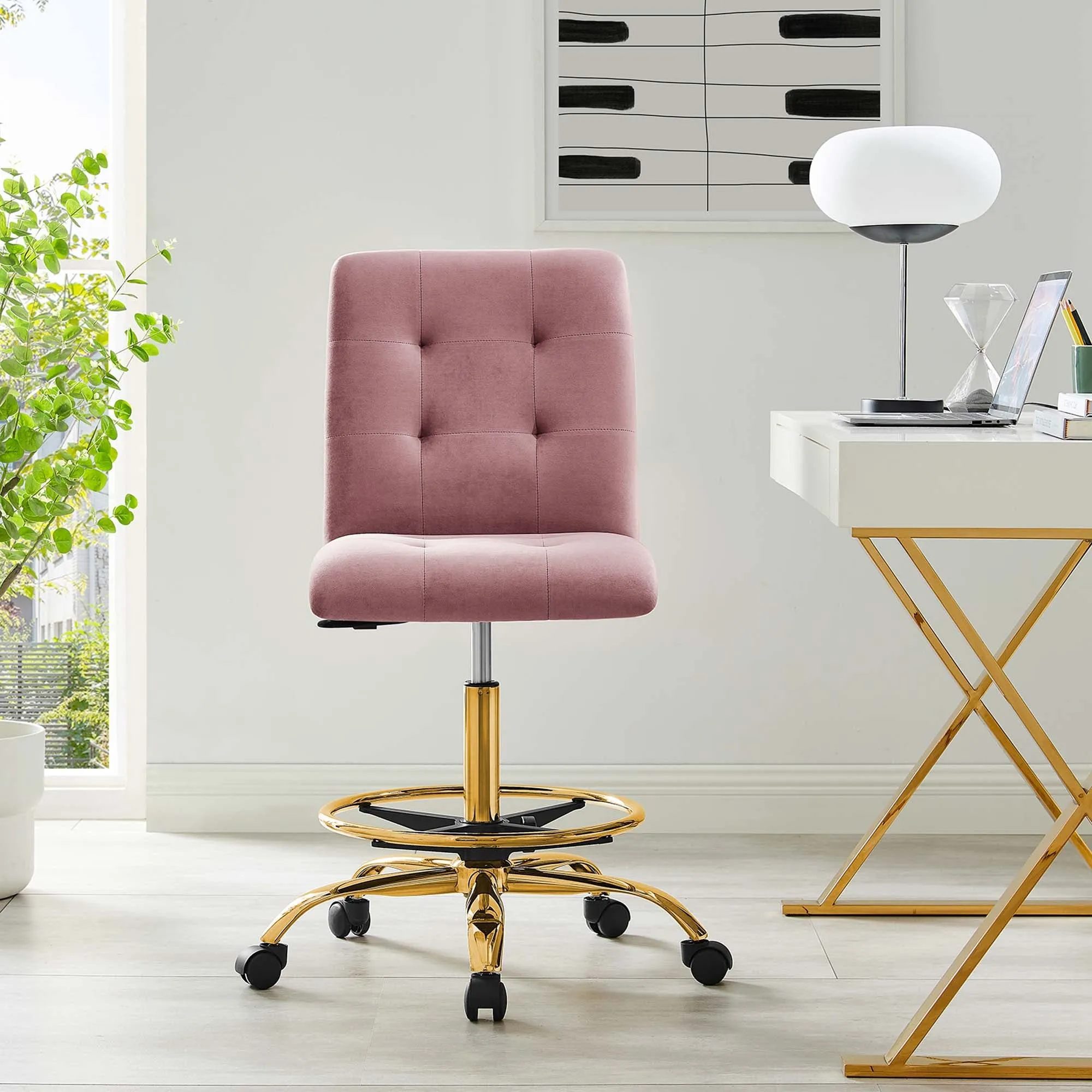 Prim Armless Performance Velvet Drafting Chair by Modway