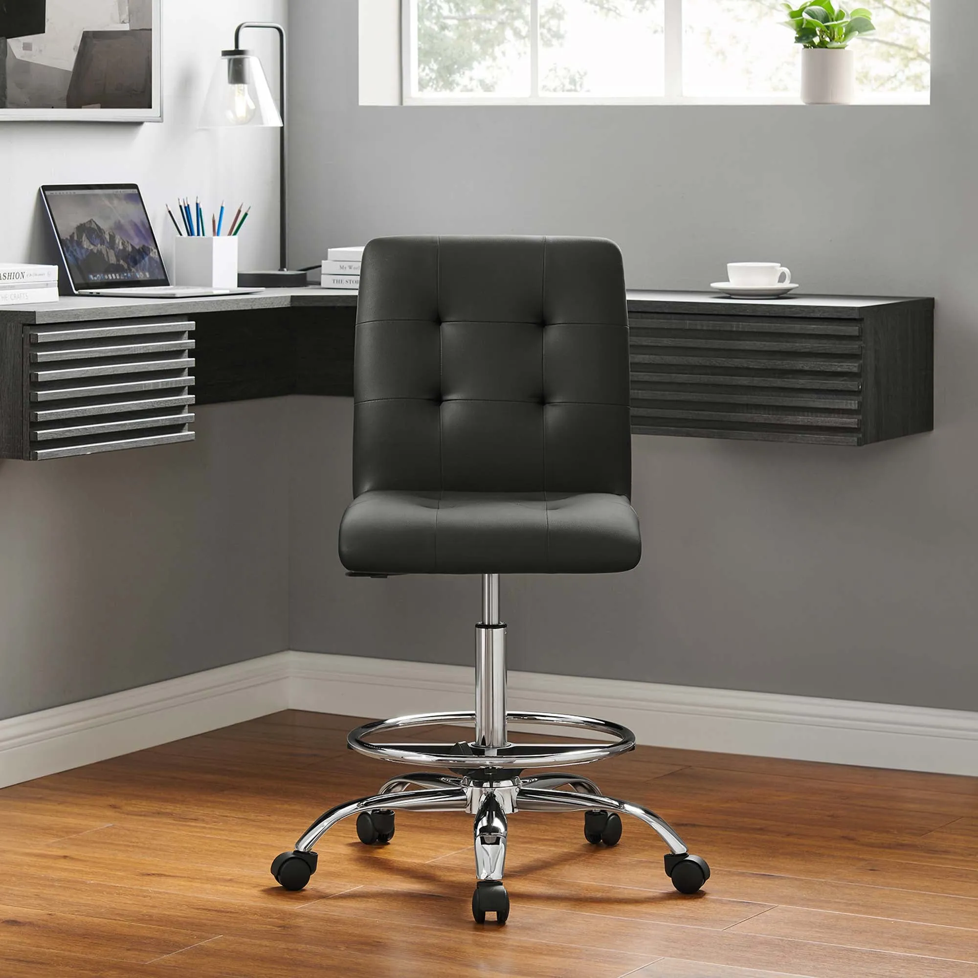 Prim Armless Vegan Leather Drafting Chair by Modway