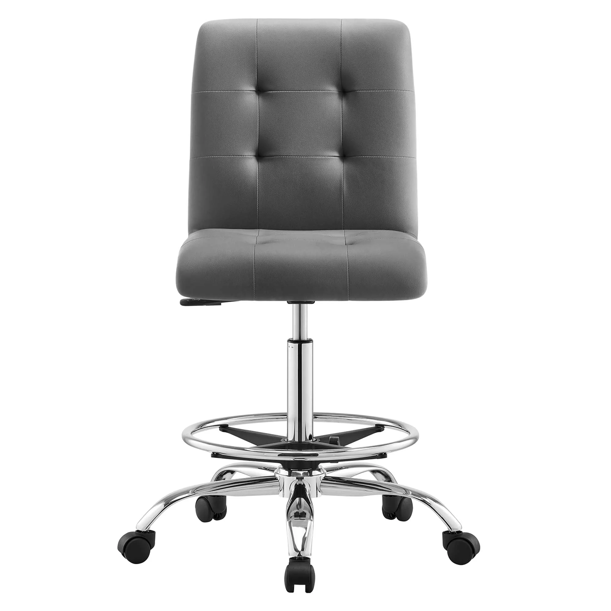 Prim Armless Vegan Leather Drafting Chair by Modway