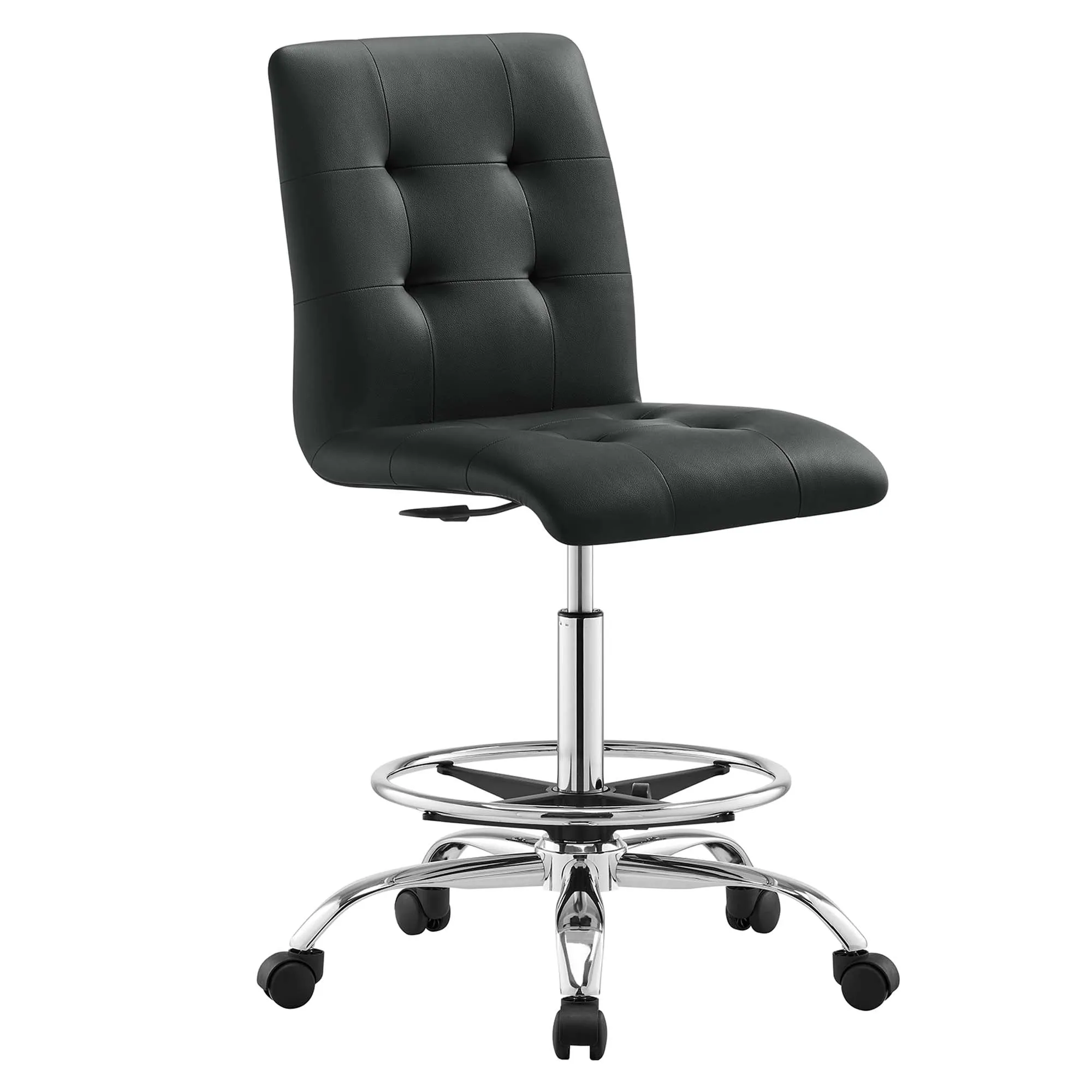 Prim Armless Vegan Leather Drafting Chair by Modway